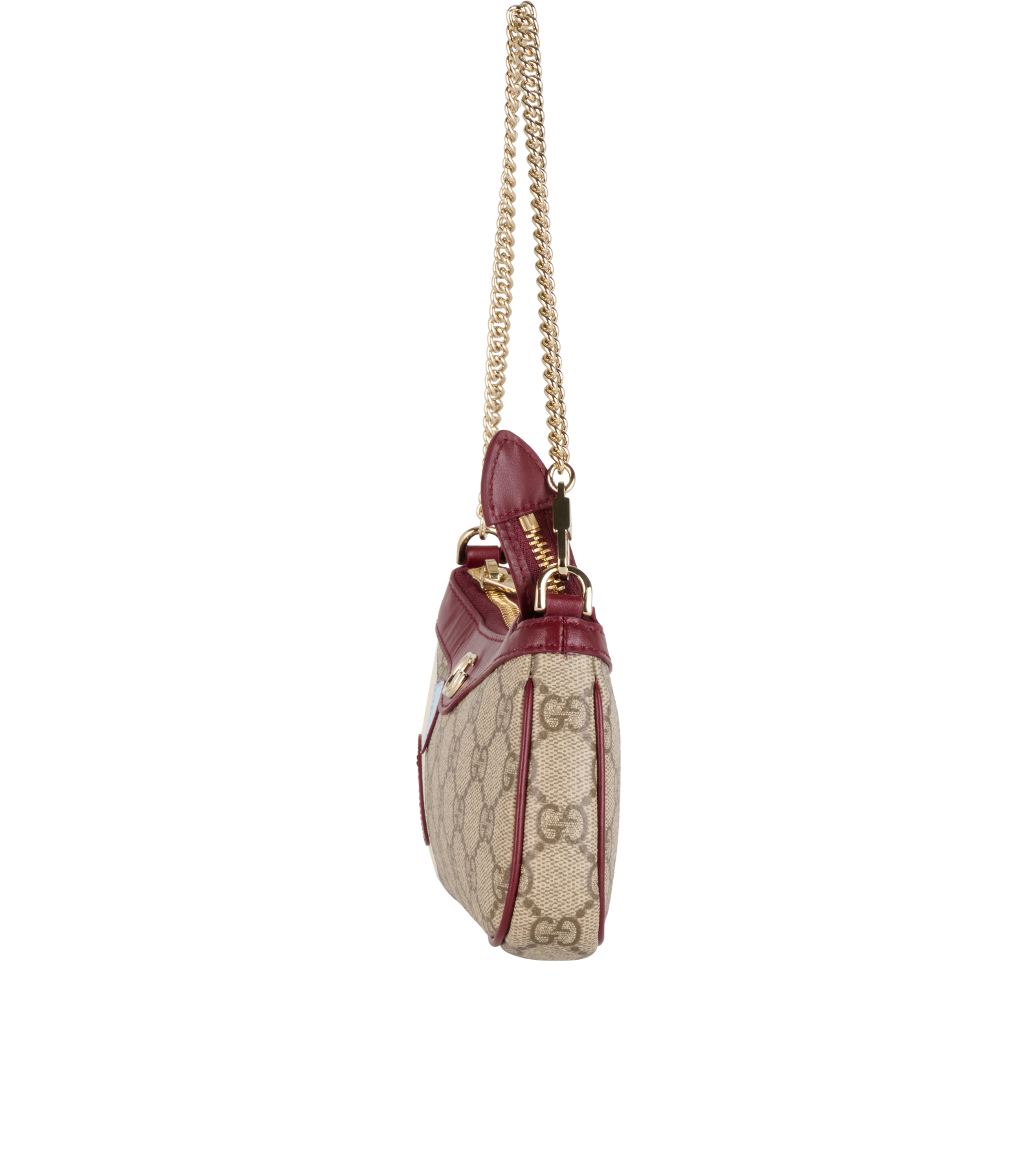 Panda GG Pochette, &pound;495, Handbags, Beige/Burgundy, Canvas/Leather, Bottom view